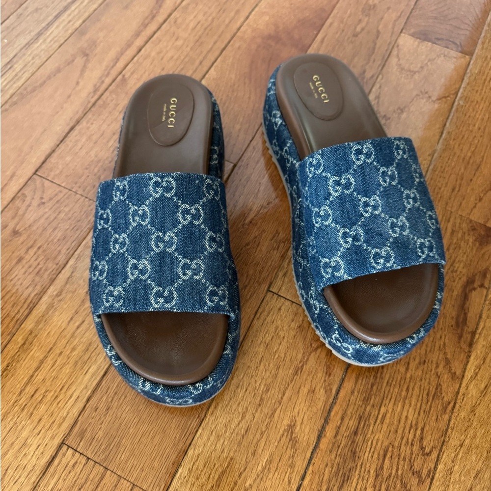 Gucci Denim Platform Sandals (Women's)